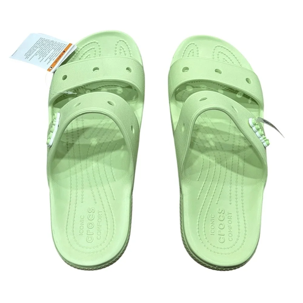 NEW Crocs Classic Sandals Slides Lime Green Mens Size 11 Two Strap Comfort